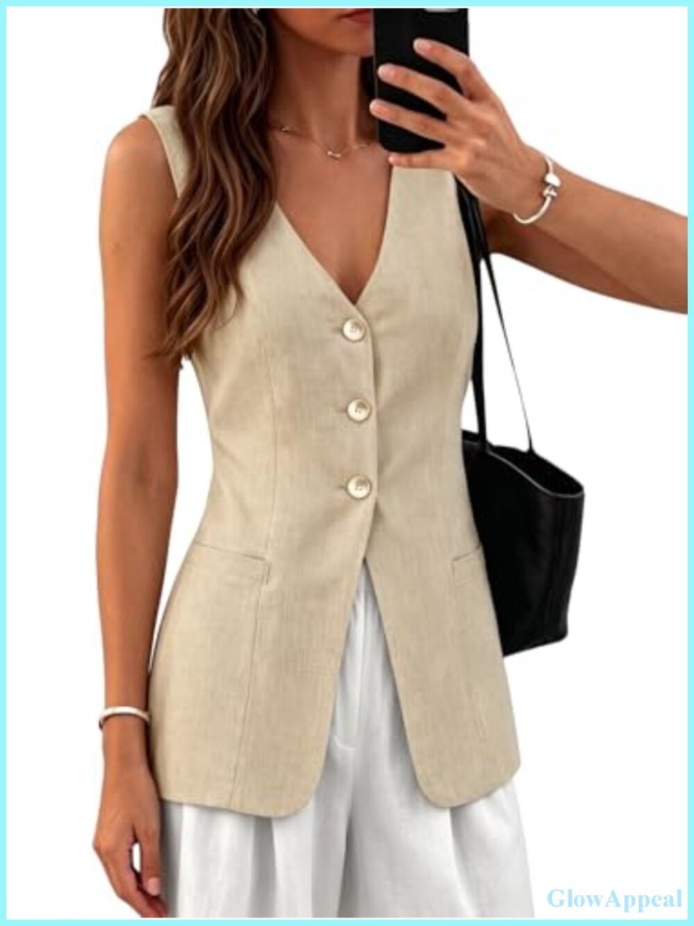 Linen Blend Sleeveless Vest Fully Lined Business Casual